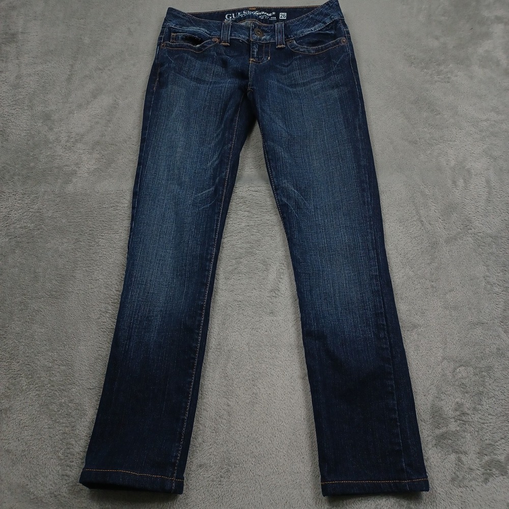 Vintage Guess Jeans Womens 26 Blue Denim Low Rise Skinny Y2K Preppy